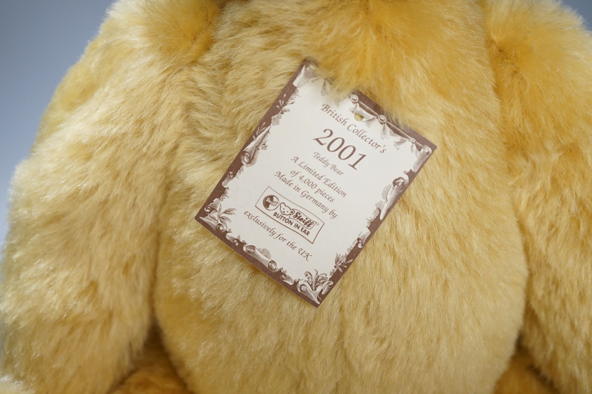 Steiff for British Collectors teddy bear, 2001, with box and certificate Limited Edition 45cm